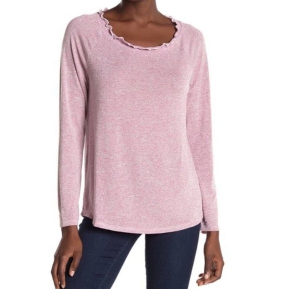NWT Gibson Ruffled Edge Raglan Pullover L - Picture 1 of 4
